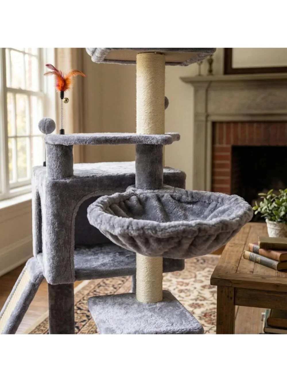 Cat Tree with Scratching Toy & Ball - Activity Center Tower Furniture, Grey